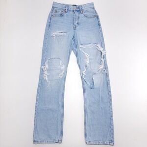 Aeropostale 90s Baggy Jeans Distressed Women's 0 Regular ‎ Light Wash